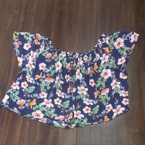 Sophie Rue Navy Floral Off-Shoulder Blouse